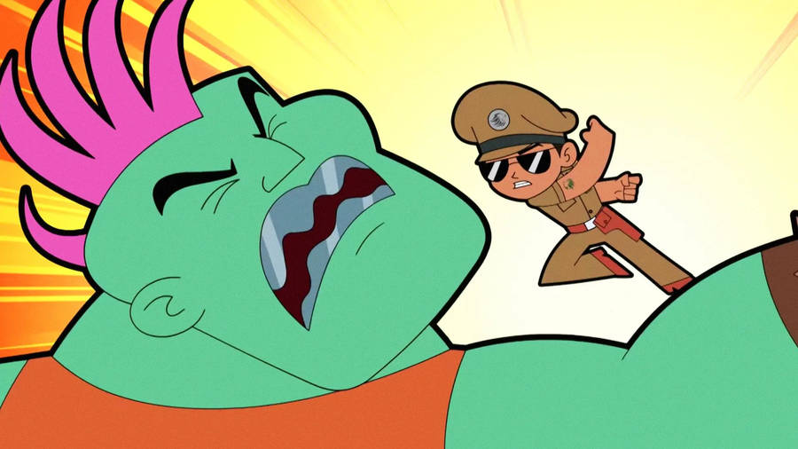 Little Singham And Green Punk Wallpaper