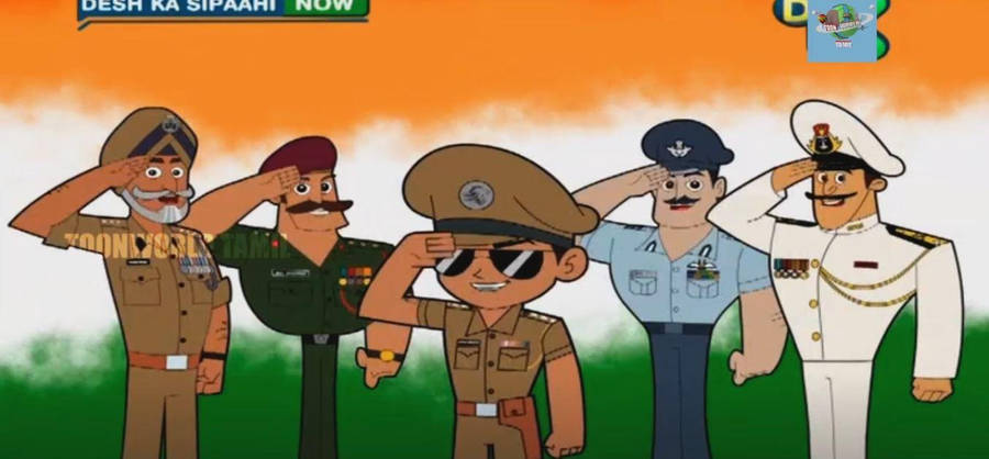 Little Singham With Officers Wallpaper