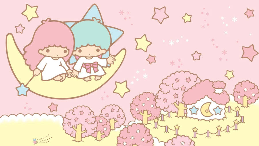 Little Twin Stars Looking Down Wallpaper