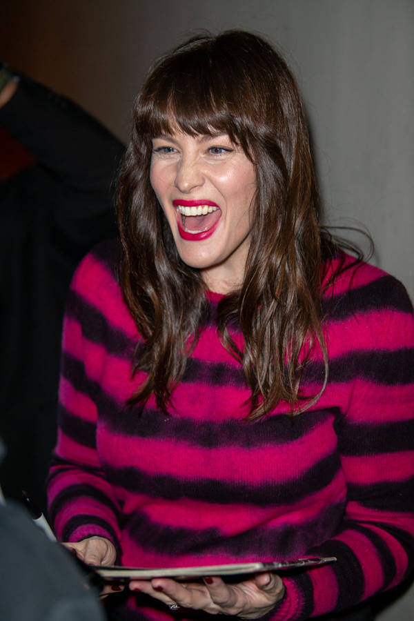 Liv Tyler Fuchsia & Black Stripy Sweater Wallpaper