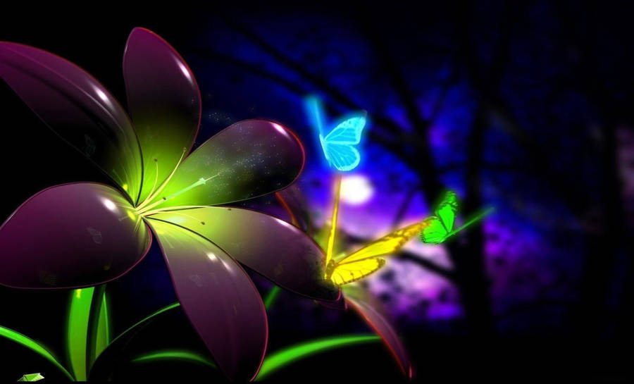 Live 3d Glowing Flower Wallpaper