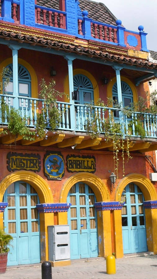 Lively Colors Of A Local Bar In Cartagena, Colombia Wallpaper