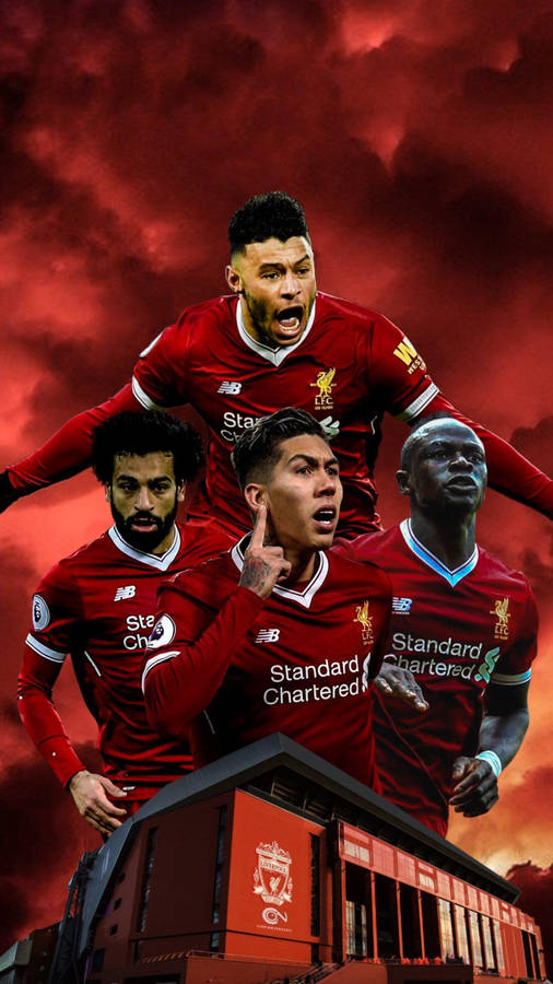 Liverpool Fc Front Three And Chamberlain Wallpaper