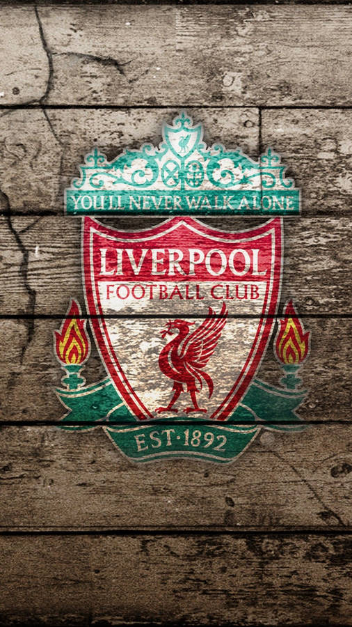 Liverpool Fc In Wood Plank Artwork Wallpaper