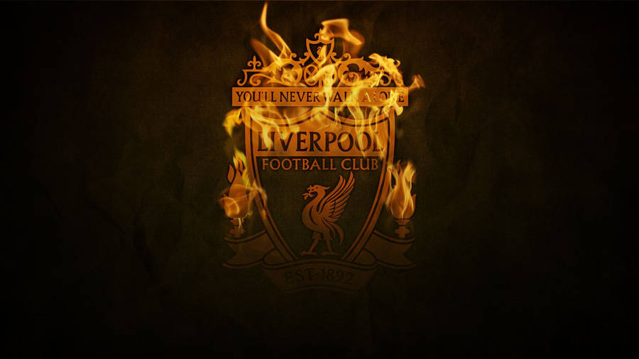 Liverpool Fc Logo On Fire Wallpaper