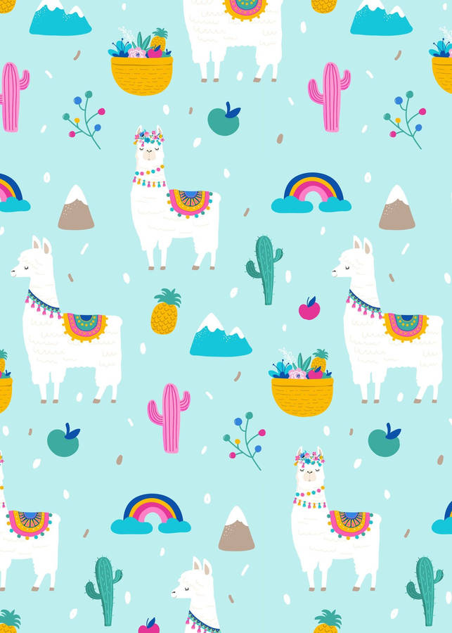 Llama In Colorful Vector Wallpaper