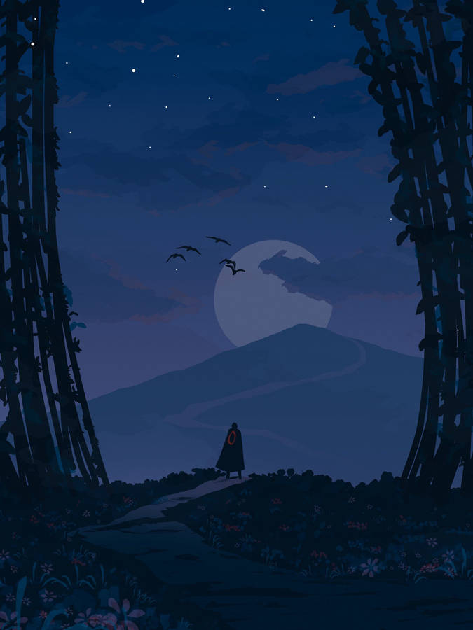 Lone Man With Cape Using Phone Wallpaper