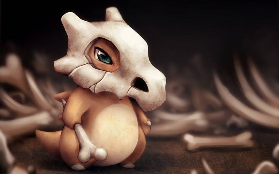 Lonely Cubone Surrounded By Bones Wallpaper