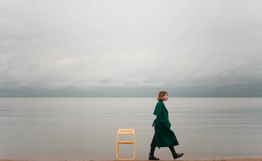 Lonely Walk On The Beach Wallpaper