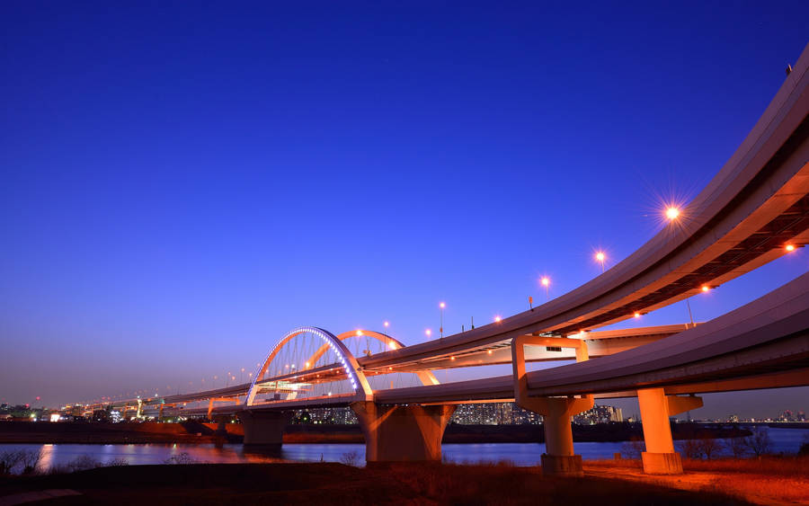 Long Bridge In Yokohama Wallpaper