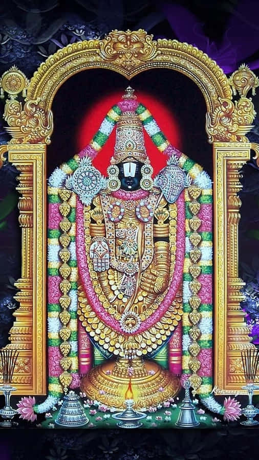 Lord Balaji Ornate Deity Representation Wallpaper