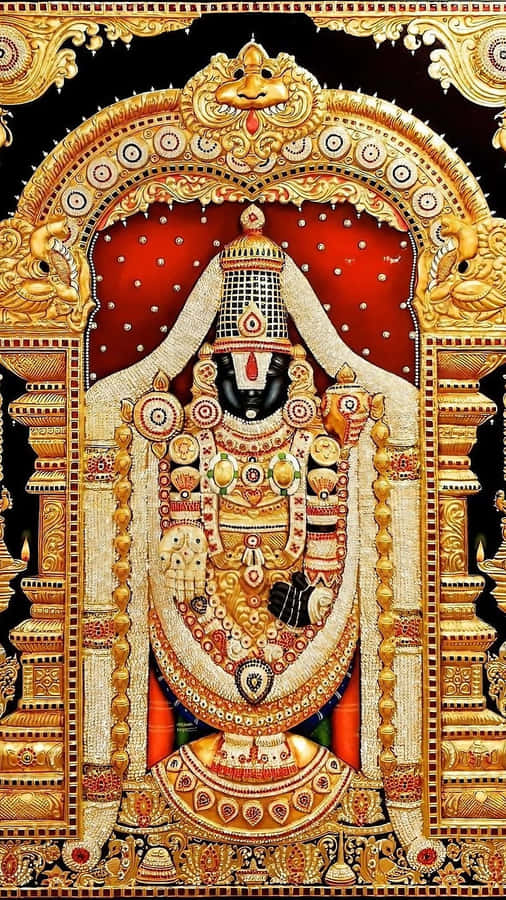 Lord Balaji Ornate Deity Representation Wallpaper