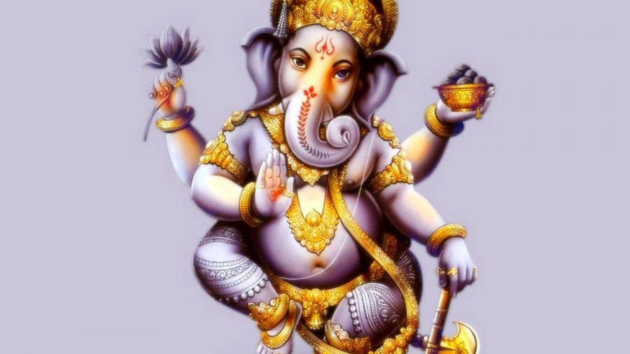 Lord Ganesha In Purple Tones Wallpaper