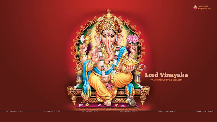 Lord Ganesha In Red Background Wallpaper