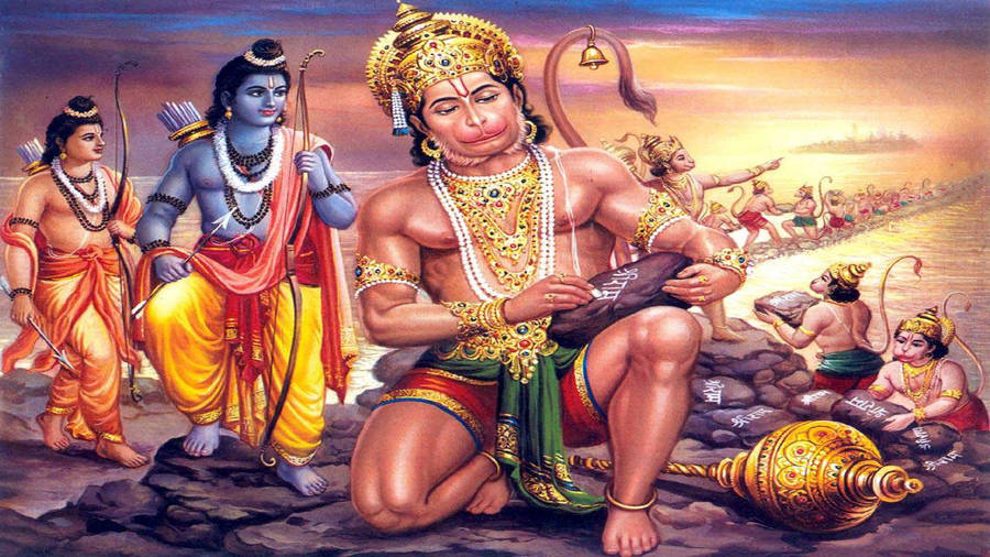 Lord Hanuman And Other Gods Hd Wallpaper