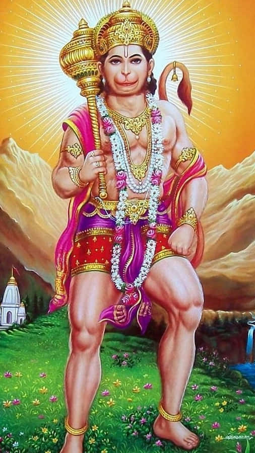 Lord Hanuman Powerful Stance Wallpaper