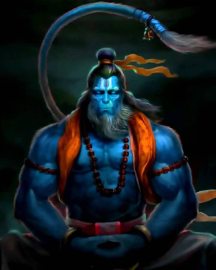 Lord Hanuman With Blue Skin Hd Wallpaper