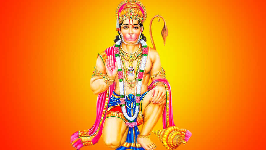 Lord Hanumanin Orange Aura Wallpaper