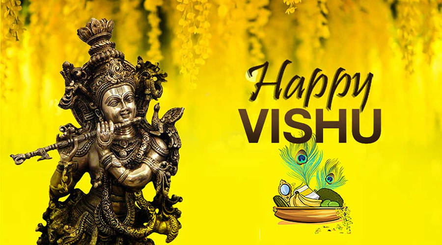 Lord Krishna Playing Bansuri Vishu Wallpaper