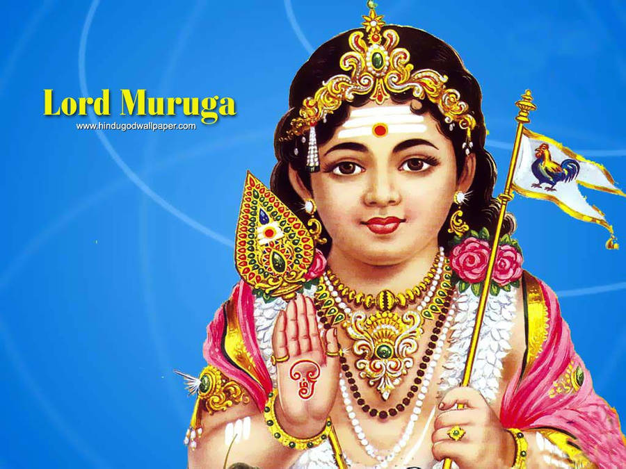 Lord Murugan Holding White Flag Wallpaper