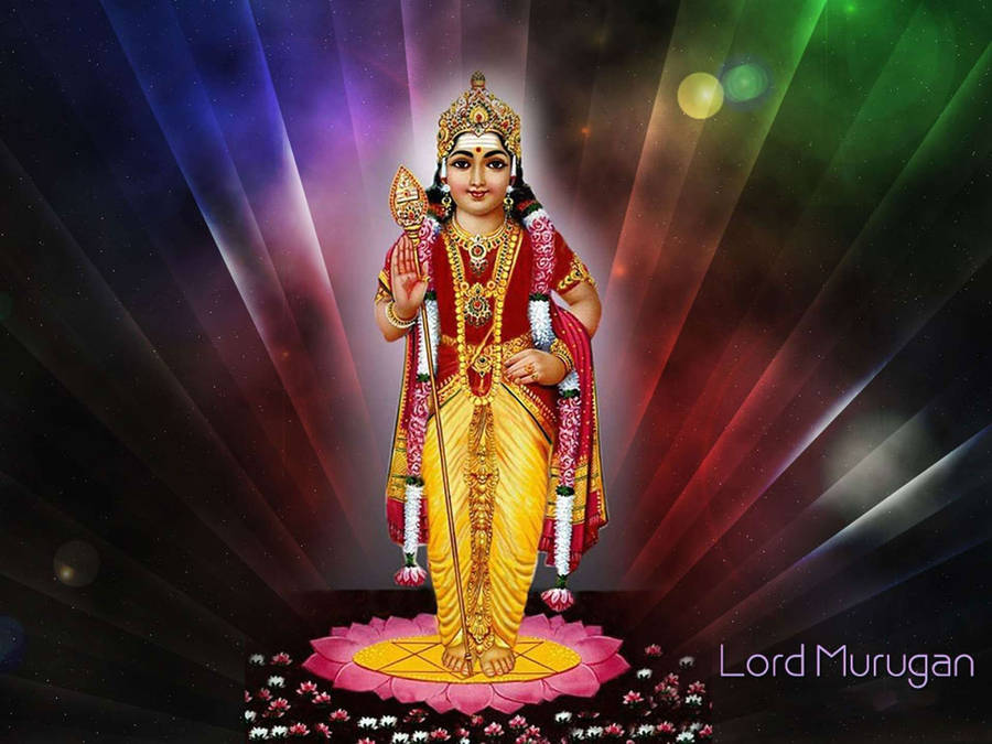 Lord Murugan Over Glowing Background Wallpaper