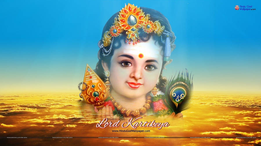 Lord Murugan Wearing Golden Flower Crown Wallpaper