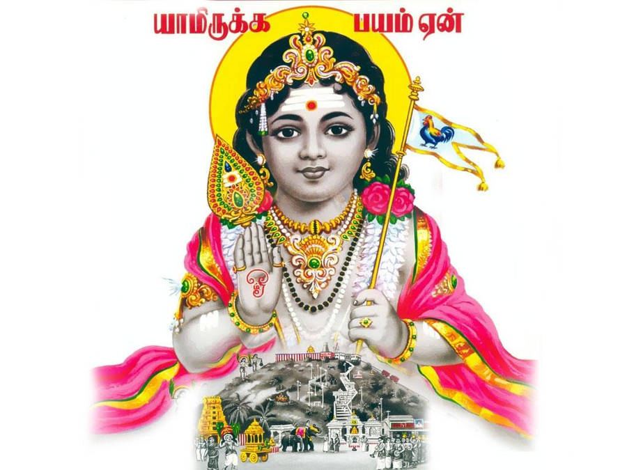 Lord Murugan With Batu Caves Snapshot Wallpaper