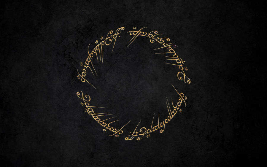 Lord Of The Rings Landscape Golden Texts Wallpaper