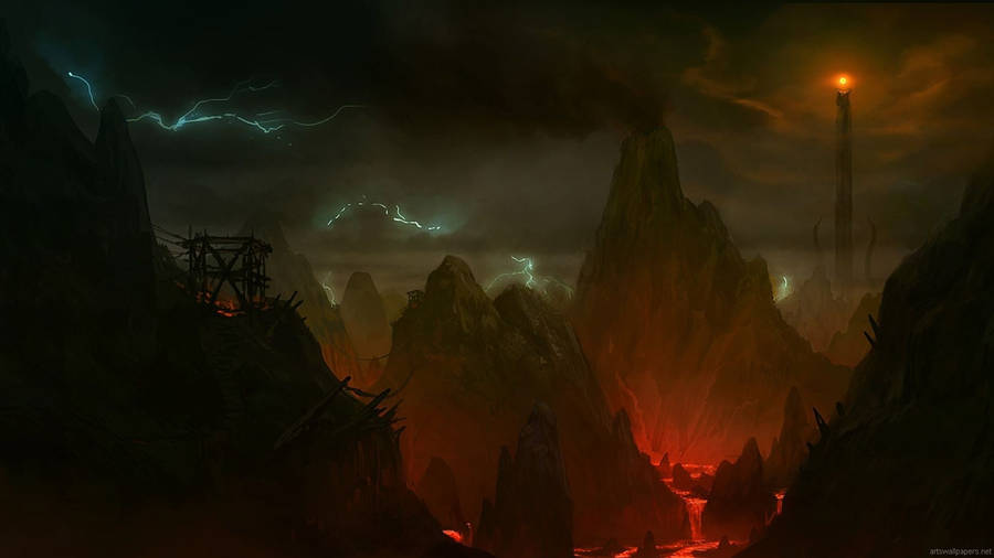 Lord Of The Rings Landscape Lightning Wallpaper