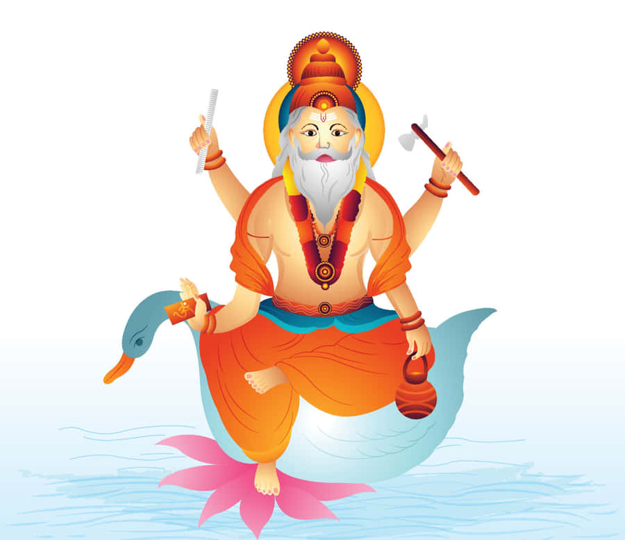 Lord Vishwakarma Seatedon Lotus Wallpaper