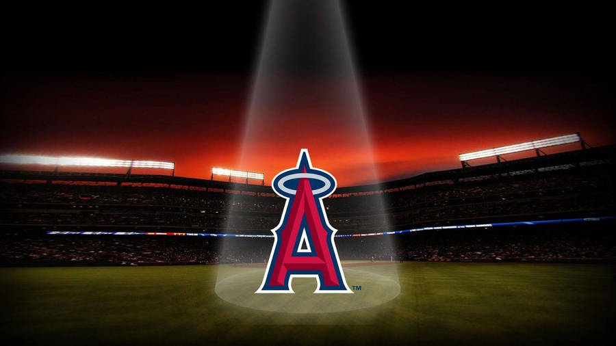 Los Angeles Angels Logo With Spotlight Wallpaper