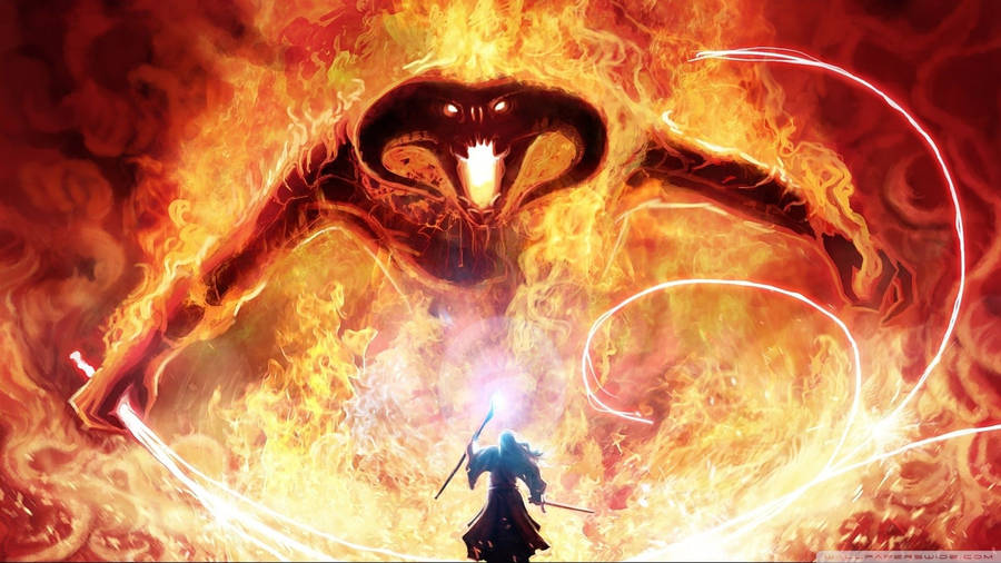 Lotr Fiery Durin's Bane Balrog Wallpaper