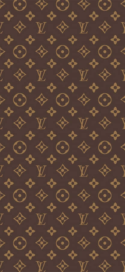 Louis Vuitton Monogram Pattern In Brown And Gold Wallpaper