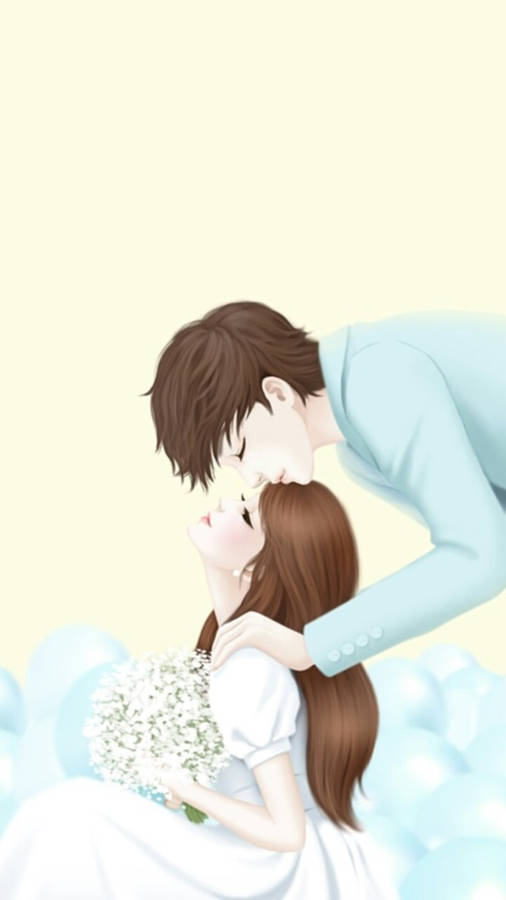 Love Cute Couple Kissing Wallpaper