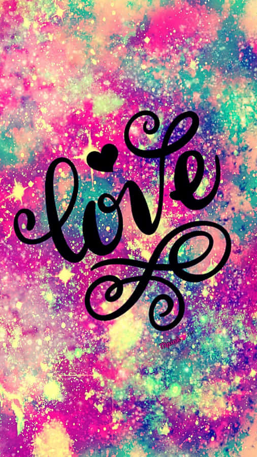 Love Is Written On A Colorful Background Wallpaper