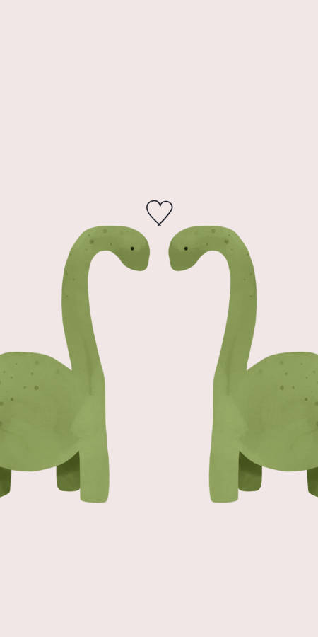 Lovely Couple Dino Kawaii Iphone Wallpaper