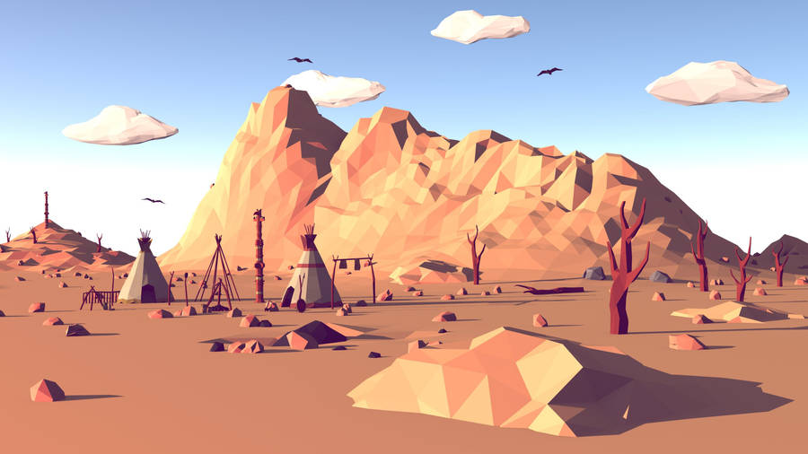 Low Poly Brown Landscape Wallpaper