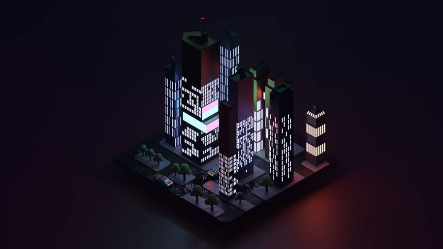 Low Poly City Block Wallpaper