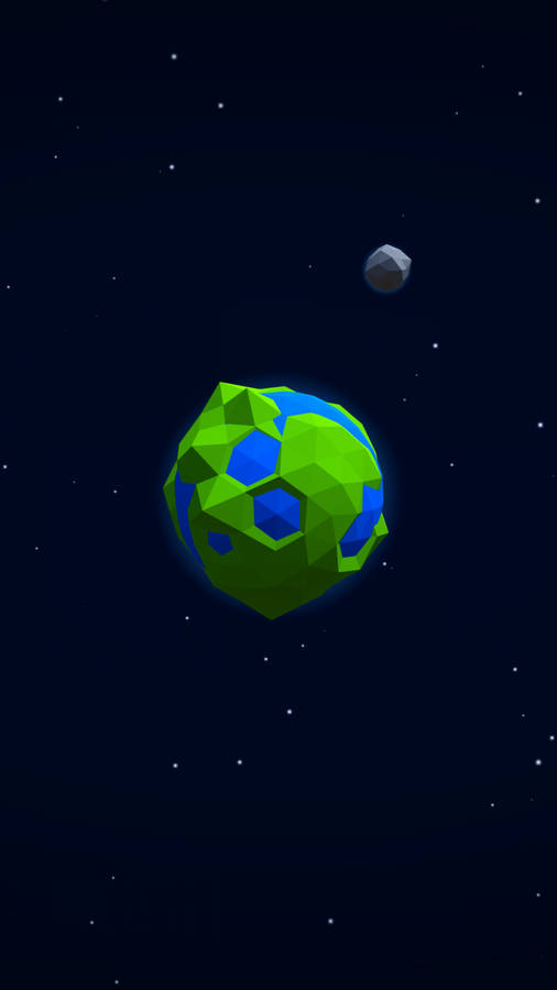 Low Poly Earth And Moon Wallpaper