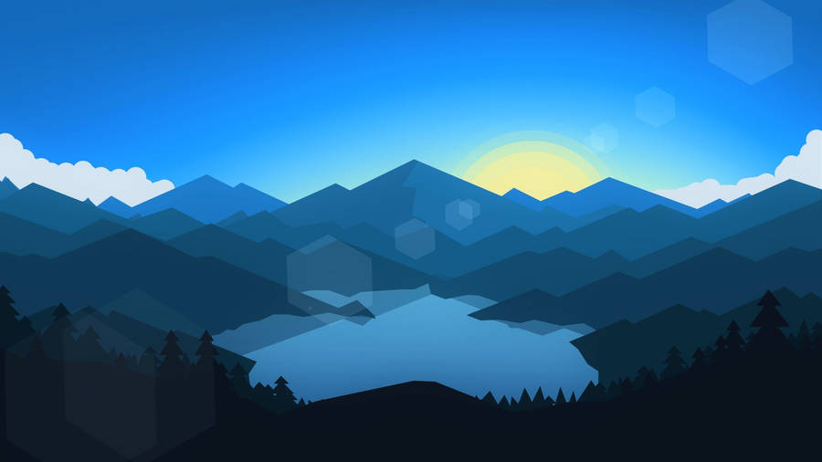 Low Poly Starry Landscape Wallpaper