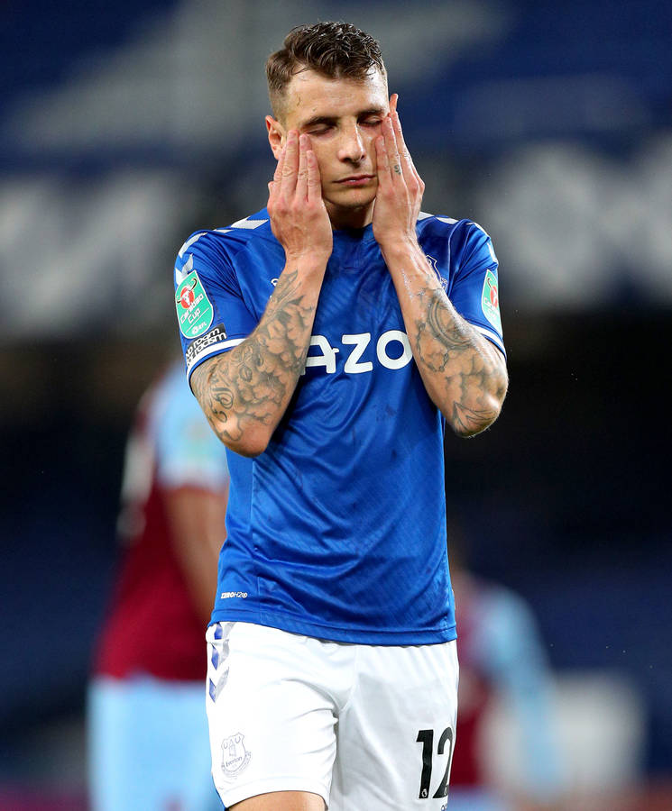 Lucas Digne Holding His Face Wallpaper