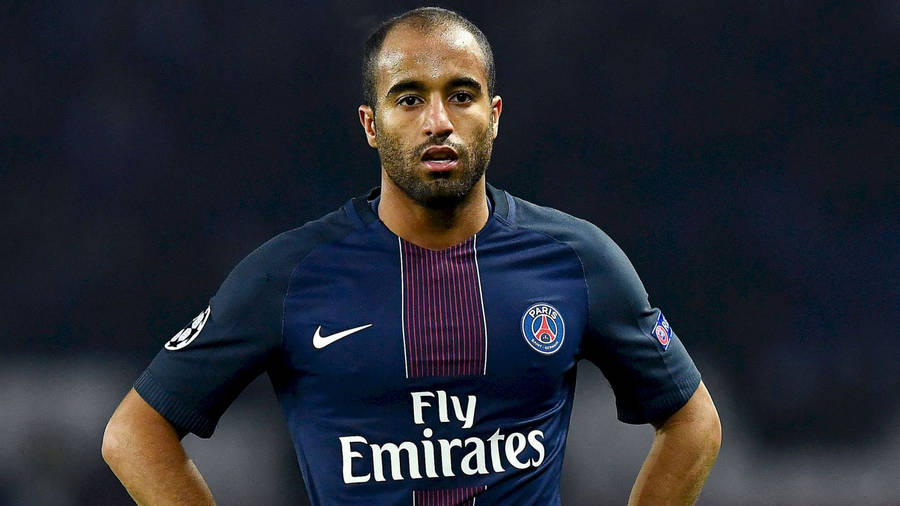 Lucas Moura Wearing Dark Blue Jersey Wallpaper