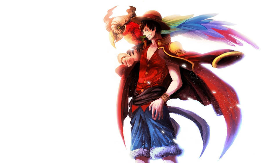 Luffy And Parrot One Piece Desktop Wallpaper