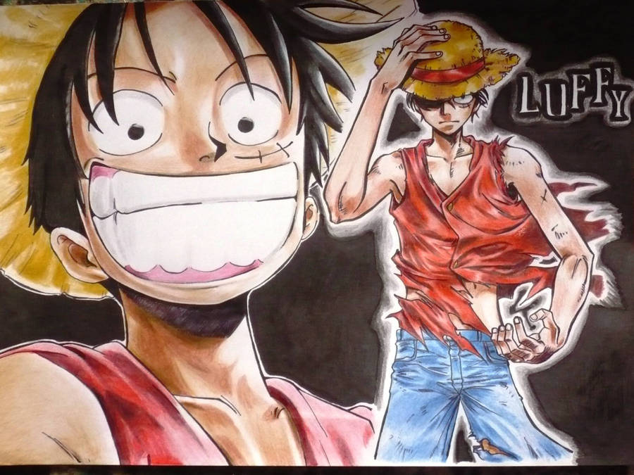 Luffy Big Mouth Sketch Fanart Wallpaper