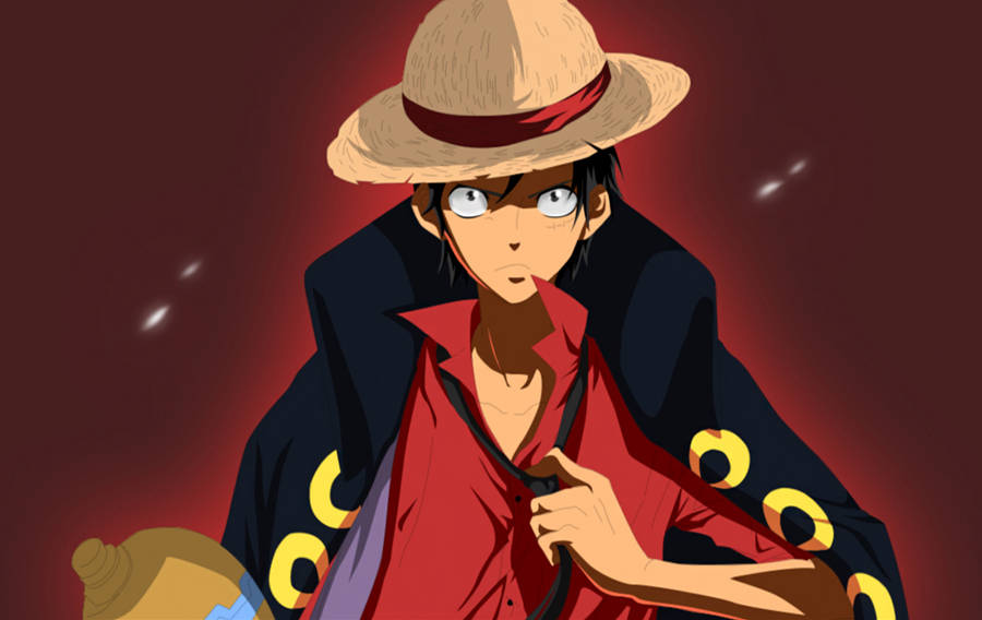 Luffy Red Black Clothes Wallpaper