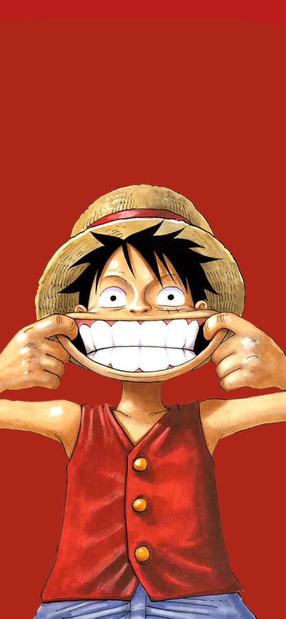 Luffy Smile On Red Background Wallpaper