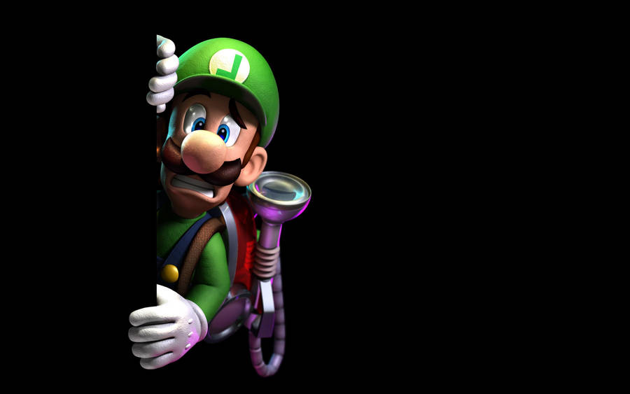 Luigi's Mansion 3 Luigi Peeking From Left Wallpaper