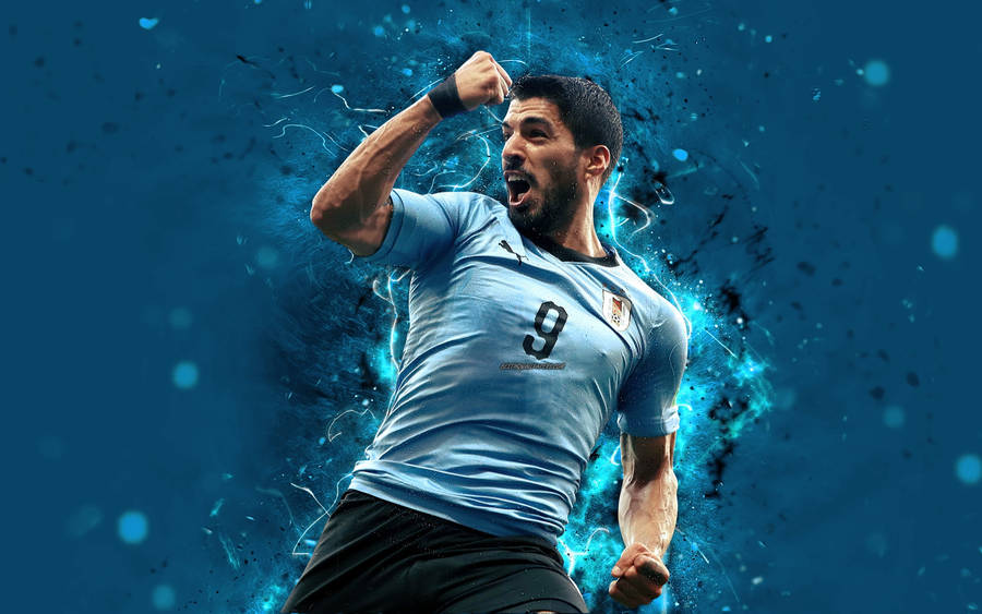 Luis Suarez In Action For The Uruguay National Football Team Wallpaper