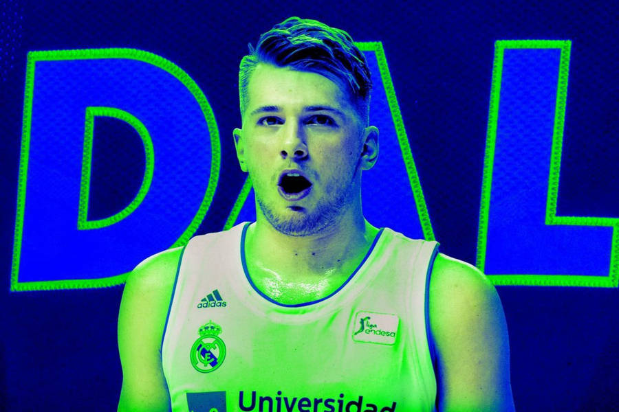 Luka Doncic Neon Art Wallpaper