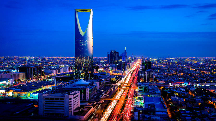 Luminous City Streets Of Riyadh Wallpaper